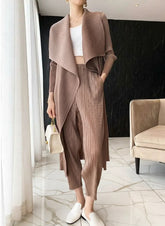 Plissé Longline Duster Cardigan